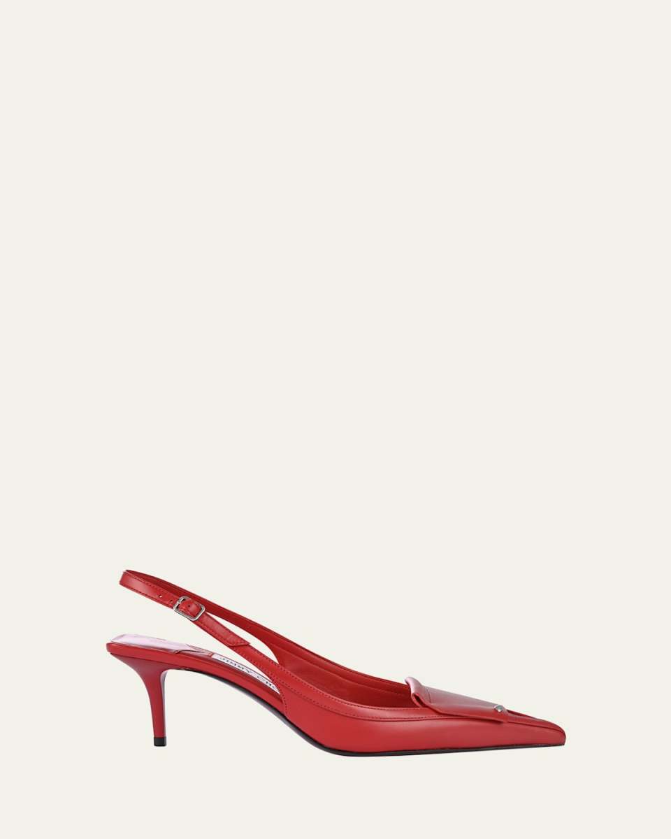Frances Leather Fold Slingback Pumps